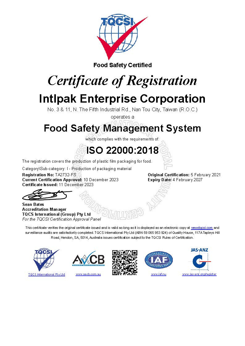 ISO 22000 Certificate